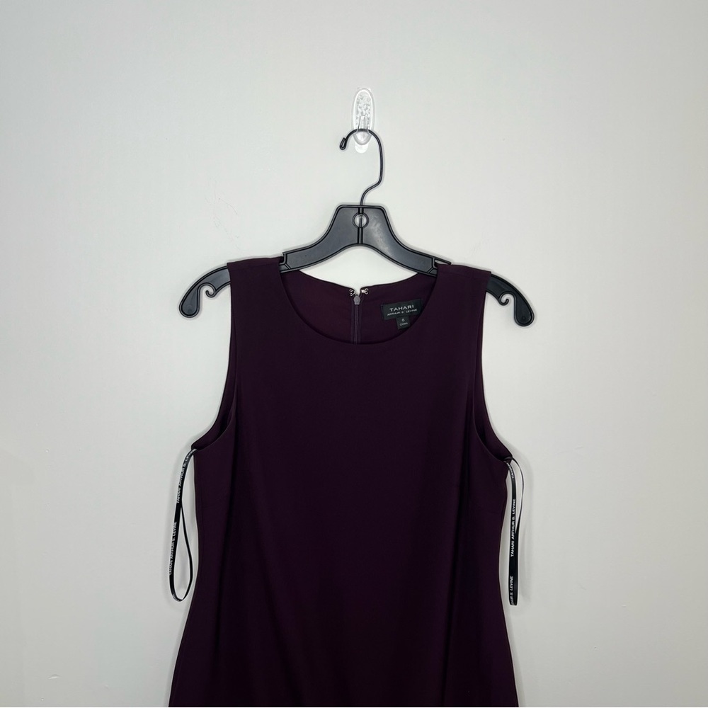 Tahari Purple Dress Feathers and Rhinestones Size 6 - Picture 2 of 10